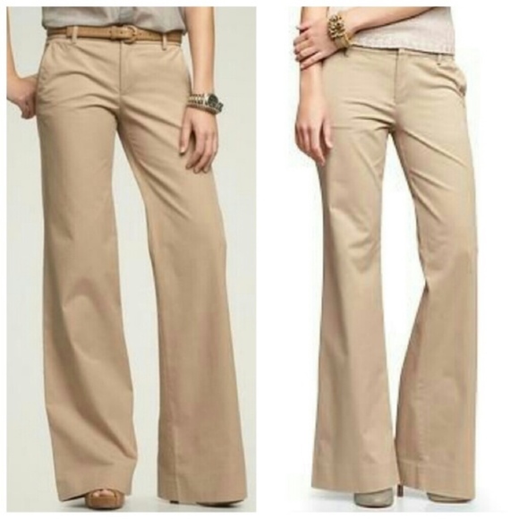 GAP Women's Khaki Tan Wide Leg Trouser Pants | 6L - Picture 1 of 7
